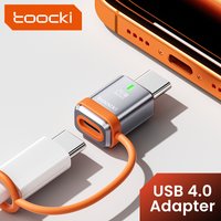 Toocki 240W USB-C To USB-C Adapter PD 3.1 Silicone Lanyard 8K@60Hz Data Transfer HD Display Type C OTG Adapter For iPhone 17 16