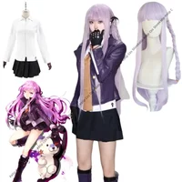 Game Kirigiri Kyoko Cosplay Costume PU Coat JK Uniform Skirt Wig Adult Woman Cute Campus Suit