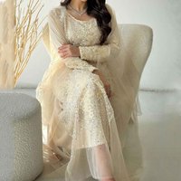 Luxury Beading and Flower Lace Evening Dress O-Neck Long Sleeve A-Line Floor Length with Tulle Women Custom Made Party Gowns