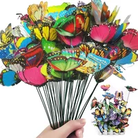 1-24Pcs/Set 3D Simulation Butterflies Garden Yard Planter Colorful Butterfly Stakes Decoracion Outdoor Decor Flower Pots Decor