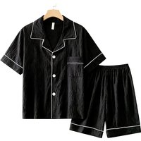 High Quality Sleepwear Suitable for All Seasons Men's Short Sleeved and Shorts Solid Color Youth Casual Pajamas Set Plus Size