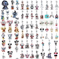 2026 New Disney Stitch Charm Beads 925 Silver Fit Original Bracelet Cartoon Character Pendant DIY Jewelry For Women Girls