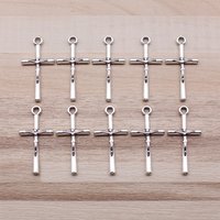 IFOCUS 10pcs/Lot Jesus Cross Redemption Cross Charms For DIY Jewelry Making Zinc Alloy 28x14mm/1.1x0.55inch