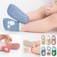 3 Paar rutschfeste Baby-Socken aus Baumwolle, lässig, Cartoon-Druck, für Jungen und Mädchen, Kleinkinder-Bodensocken mit Gummigriffen für 1–3 Jahre