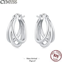 925 Sterling Silver Triple Hoop Earrings Vintage Simple Multi-Ring Design Perfect Jewelry Gift for Weddings Parties Original
