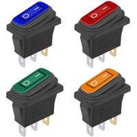 4Pcs Waterproof Rocker Switch on/Off 12V LED 3Pin 2Position SPST AC 6A 250V 10A 125V KCD3 Switch Boat Switch (4 Colores)