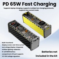 PD 65W Super Fast Charging Transparent Power Bank Case, Solder-Free 8-Cell 18650 Battery Holder, DC Voltage Regulator