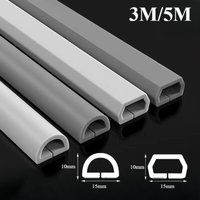 15mm 3M/5M Invisible Adhesive Cable Raceway - Anti-Step Cord Protector Soft Wire Cover with Cap for Wall Home Office Use