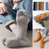 1 Pairs Five Finger Men's Socks Organic Pure Cotton Solid Color Harajuku Sport Split Toe Socks Dad Father Outdoor Sports Socks