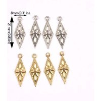 50pcs Gold and silver Filigree Wraps rhombus Pendant Metal Crafts for Headwear and jewelry accessories 8x21mm YKL0911