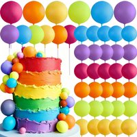 Pastel Rainbow Cake Topper Multi-colour balls Rainbow Cake Toppers Colorful Balls Cake Decorations for Wedding Baby Shower