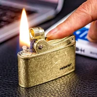 Brass Pressure Ignition Lighter Retro Mechanical Lighters Cigar Cigarette Accessory Gift for Men
