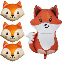 Cute Fox Foil Balloons Fox Birthday BabyShower Decorations Jungle Animal Themed Party Supplies Boy Girl Birthday Decor