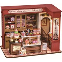 Rolife DIY Miniature House Kit and Furniture Dessert Shop Wooden Dollhouse Model Building Kit Gift for Children Adults