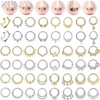 ZEMO 1 Piece 16G Trendy Stainless Steel Nose Rings Unisex CZ Crystal Septum Ring Snake Round Hoop Earrings Helix Conch Piercings
