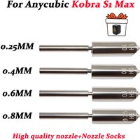 For Anycubic Kobra S1 Max Nozzle 0.4 0.6 0.8 Hardened Steel Integrated Kobra S1 Max Combo Extruder Hotend 3d Printer Accessories