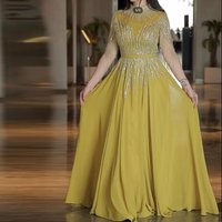 Customized Tassel Cape Sleeve Evening Dress Bead Sequin A Line Wedding Gust Formal Dresses Plus Size Chiffon Maxi Gown