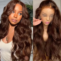 Fashion Chocolate Brown Body Wave Wig 13x4 13x6 HD Transparent Lace Pre Plucked Natural Hairline 200 Density 18- 46 Inch For Ladies