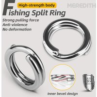 MEREDITH Fishing Stainless Steel Split Ring 50pcs Rings Saltwater Terminal Tackles Split Rings Fishing Connectors Snap Rings