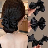 Black Bow Hair Clip, Hairpin for the Back of the Head, Hair Bun Clip, Shark Clip, Ponytail Clip, Hair Accessory for Women