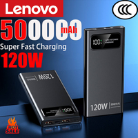 Lenovo 500000mAh 120W Power Bank Super Fast Charging Battery High Capacity Digital Display Power Bank For iPhone Samsung Huawei
