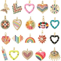 Bohemian Heart Bag Chrams for Jewelry Making Supplies Gold Color Dijes Diy Bracelet Necklace Earring Rainbow Butterfly Charm