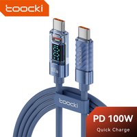 Toocki Type C to USB C Cable for Xiaomi POCO Transparent Digital Display PD100W/60W Fast Charging USB C Data Cable for Samsung
