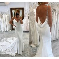 Bohemia Wedding Dresses Satin Bridal Gowns Lace Appliques Spaghetti Straps Backless Robes Elegant Customized Vestidos De Novia