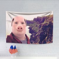 90X150CM John Pork Smiling Throw Flag Wall Hanging Tapestry Room Decor Double penetration for Room Decor Dormitory Decor