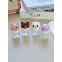 1pc Cute Cartoon Manual Spin Contact Lens Cleaner for Colored Contacts, Portable Small zoon Design(Dogs, bears, cats, pigs)