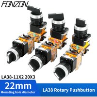 22mm LA38-11X2 20X3 Selector Switch 1NO1NC/2NO/2NC 2/3 gear Rotary Switches Knob Switch Self-lock/Self-reset Momentary Latching