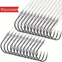 80pcs Small Fishing Hook 3#-12# Pre-tied Fishing Hooks With PE Line Double Hook Fish Hooks