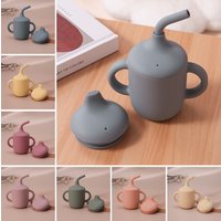 Color Kids 1PCS Silicone Straw Cup With Two Lids BPA Free Leakproof Portable Snack Container Drinking Cup Feeding Essentials