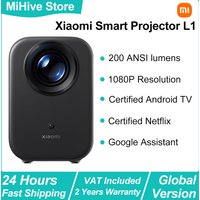 Xiaomi Smart Projektor L1, 200 ISO Lumen Android TV OS 1080p Physische Auflösung, Autofokus und automatische Trapezkorrektur BT5.0