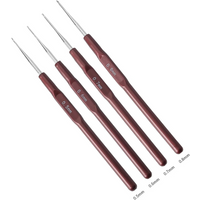 4PCS Knitting Hook Needle Dreadlock Hair Tools Metal Plastic Crochet Hooks 0.5Mm 0.6Mm 0.7Mm 0.8Mm Hair Weaving Micro Hook DIY