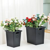 Generic Farmhouse Flower Vases Small Black Plastic Plant Bucket for Bar Flower Shop Home Garden Bouquet Arrangement 1pc