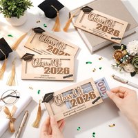 Class of 2026 Wooden Money Holder with Graduation Hat Gift High School College Graduate Senior Gift Party Supplies Favor