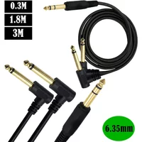 Gold Plated 6.35mm Male TRS Stereo To Dual 6.35mm Male TS Mono 90 Degree Right Angle Y Splitter Audio Cable 0.3m 1.8m