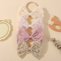 4pcs New Baby Girls Embroidered Lace Headband Newborn Elastic Hairband Fashion Floral Hair Ornaments Baby Accessories Bow Headwe