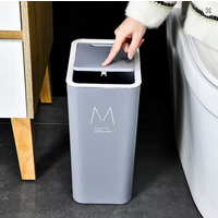 10/15L Bathroom Kitchen Trash Can with Lid Press-type Waste Bins Living Room Toilet Nordic Rectangular Garbage Bin Wastebaskets