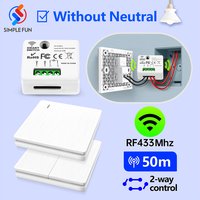 RF Wireless Smart Light Switch Without Neutral 433Mhz Relay Receiver AC 220V 110V Mini Moudle Remote Control Lamp Single Live