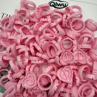 100 Pcs Disposable Eyelash Glue Ring Holder Cup Heart-shaped Plastic Tattoo Pigment Holder Pallet Eye Lash Extension Makeup Tool