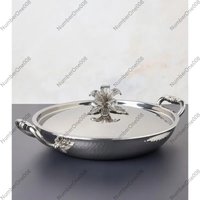 Hammered Stainless Steel Classic Casserole, Gorgeous Floral Pattern Lid, Handle, Environmentally Friendly Heat Insulation