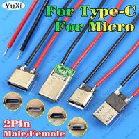 USB Type-C Micro 2Pin Soldered Male Female Plug-in Board Fast Charging Socket USB-C Welding Wire Connector Jack Tail Plug
