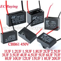 CBB61 Fan Starting Capacitor 450V 1/1.2/1.5/1.8//2/2.5/3/3.5/4/4.5/5/6/7/8/10/12/15/18/20 uF Fan Capacitor for Range Hood Fan