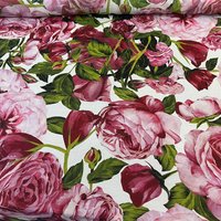 Pink Rose Flower Printed Velvet Chiffon Fabric For Dress/Blouse Telas Para Costura Tissus DIY Cloth Sewing Material
