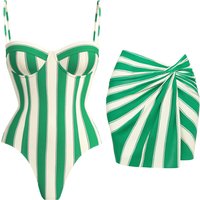 New 2Pcs Striped Swimsuit 2026 Bandeau Biquini Sexy Bikini Women Swimwear Push Up Swim Suits Female Sarong Bathingsuit Beachwear