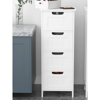 Bathroom Storage Cabinet with 4 Drawers,White Chest of Drawers,Floor Standing Storage Cupboard for Living Room,Kitchen,Hallway