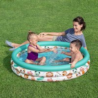 40"/48" X 10" 3 Rings Round Inflatable Infant Baby Swimming Pool Toddler Kiddie Ball Pit Pool Animal Pattern Age 2 and Up
