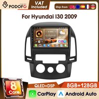 Podofo 8-Kern 8+128G Autoradio für Hyundai I30 2009 (Manuelle Klimaanlage) 9" 4G GPS-Navigation 2 Din Autoradio WIFI AM FM RDS DAB IPS-Bildschirm